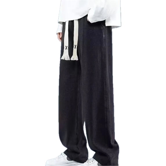 Men Wide Leg Jeans Plus Size Relaxed Length Trousers for Everyday Wear and Tall Comfort Fit Durable Polyester Versatile