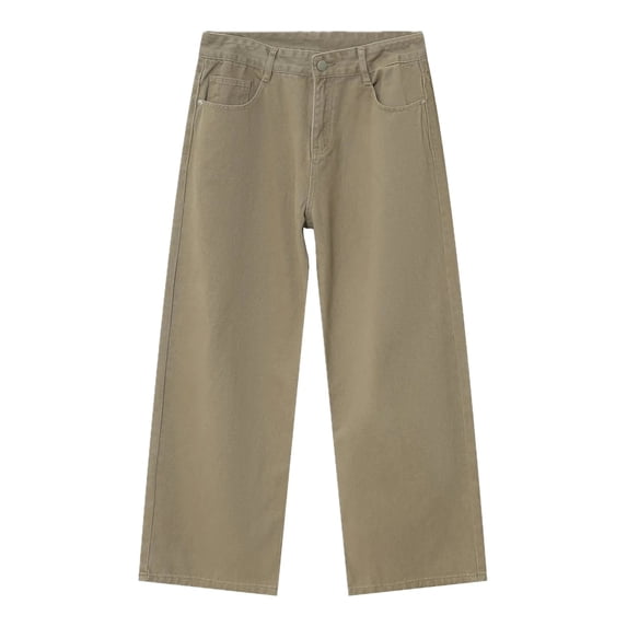 Men Wide Leg Jeans with Pocket Design Durable Denim for Casual Daily Wear Relaxed Fit Straight Leg Pants Everyday Wear