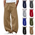 thumbnail image 1 of Men Wide Leg Sweatpants Sevevn Elastic Drawstring Waist Slant Hand Pockets Solid Knit Trousers For Gym Sports Street Casual Daily Outfits, 1 of 6