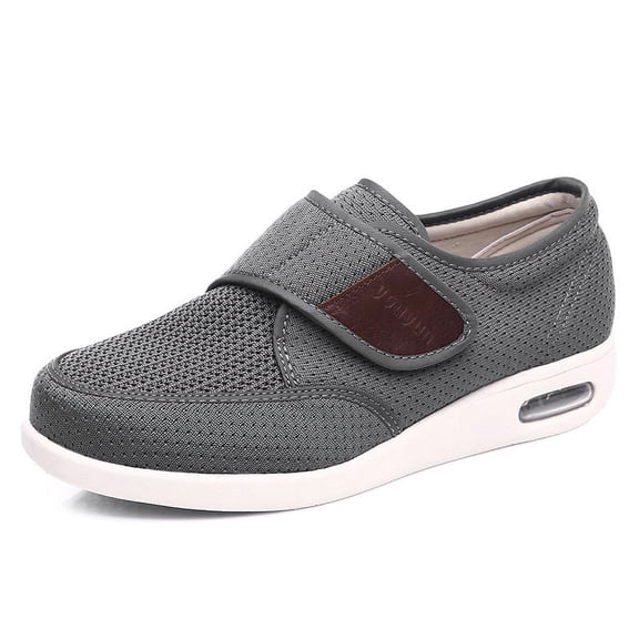 Men Wide Width Elderly Shoes, Adjustable Hook and Loop Closure Anti-Slip Breathable Lightweight, Swollen Feet Walking Edema Sneakers