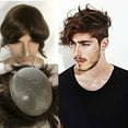 thumbnail image 1 of Men Wigs Human Hair Toupee Thin Skin Pu Male Wig Hair Prosthesis Men Toupee Hair 8x10inch Replacement System Remy Hair Pieces 4#, 1 of 5