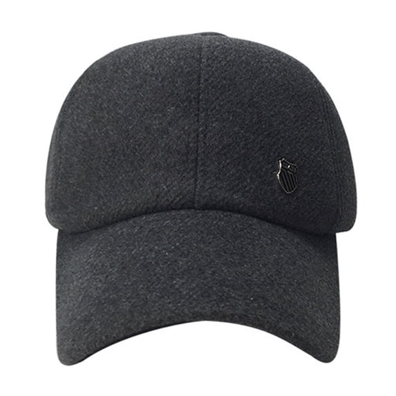Men Winter Baseball Hat Long Brim Solid Color Windproof Cold Resistant Ear Protection With Earflap Cold Weather Father Outdoor Cap