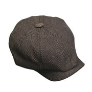 Men Winter Beret Newsboy Sunscreen Hat Wram Flat Bakerboy Hat Size M(Coffee)