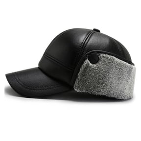 Men Winter Hats PU Leather Baseball Cap Men Protect Ear Fu-r Bomber Hats Outdoor Keep Warm Dad Hat ,Soft Feel