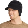 thumbnail image 1 of Men Winter Hats for Guys Cool Beanies Lined Knitted Warm Cap Ear-flaps for Men Outdoor Fleece Hat, Black, 1 of 8