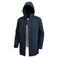 thumbnail image 1 of Men Winter Jackets Hooded Stand Collar Front Zip Solid Color Windbreaker Casual Stylish Thermal Outwear With Pockets (L, Blue), 1 of 4