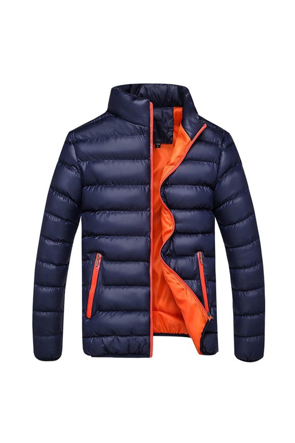 Men Winter Jackets Lightweight Warm Down Jacket Full Zip Puffer Bubble Jacket Quilted Insulated Puffy Coat Outwear