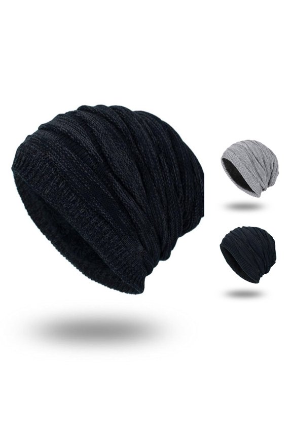 Men Winter Outdoor Wool Knit Warm Hat Thick Soft Ski Caps Lows Hat One Size