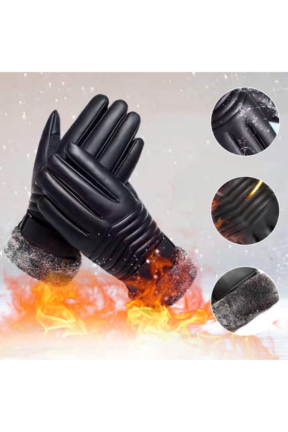 Men Winter Riding Warm Outdoor Windproof and Cold Proof Ski Leather Mittens for Women Cold Weather Heated