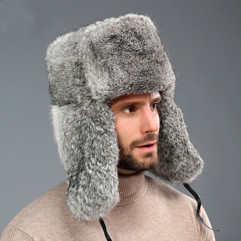 Men Winter Russian Ushanka Hat Faux Fur Trapper Cap Warm Outdoor Earflap Bomber