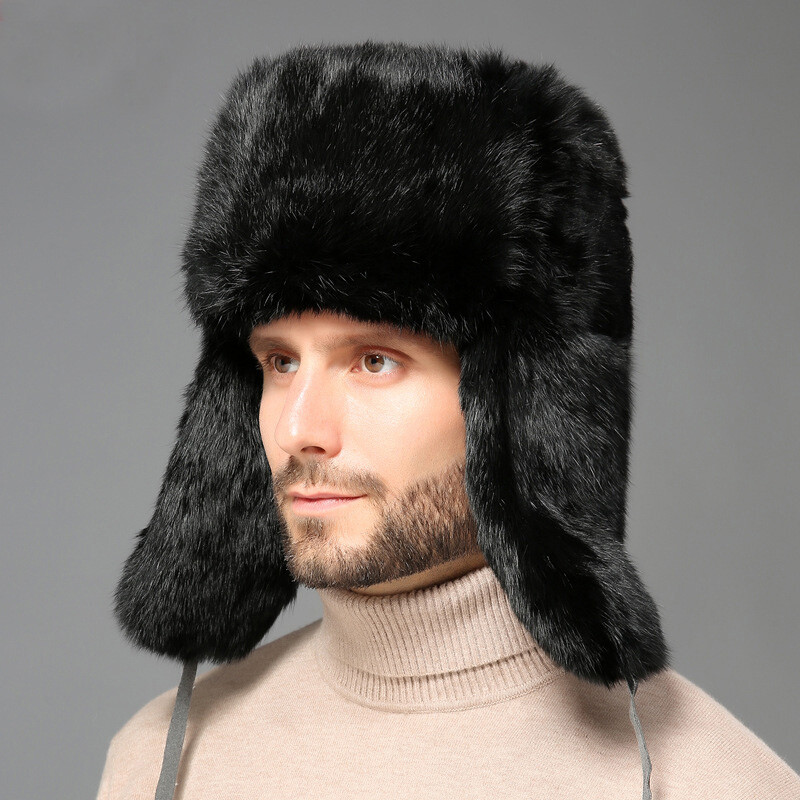 Men Winter Russian Ushanka Hat Faux Fur Trapper Cap Warm Outdoor Earflap Bomber