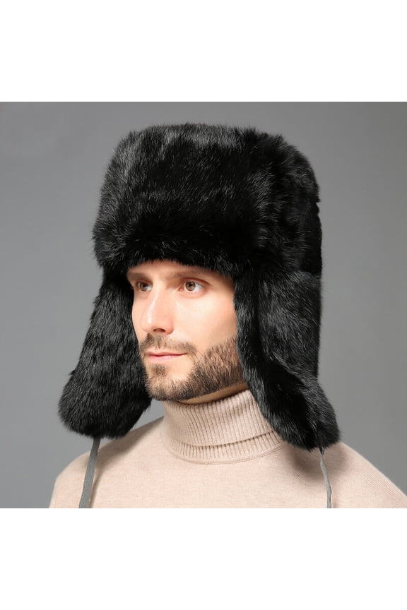 Men Winter Russian Ushanka Hat Faux Fur Trapper Cap Warm Outdoor Earflap Bomber