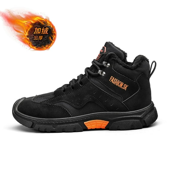 Men Winter Snow Boots Insulated Outdoor Hiking Shoes Faux Fur Lined Warm Boots