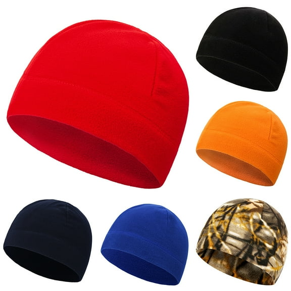 Men Winter Solid Color Fleece Cap Outdoor Climbing Cycling Windproof Beanie Hat