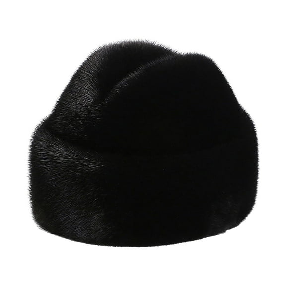 Men Winter Solid Color Imitation Fur Hat Thickened Warm Plush Hat Coldproof Windproof Outdoor Hat Fashion Accessories