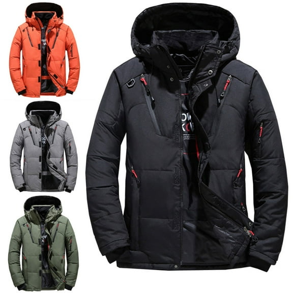 Men Winter Warm Thicken Slim Fit Short Down Jacket Zipper Hooded Outwear Coat