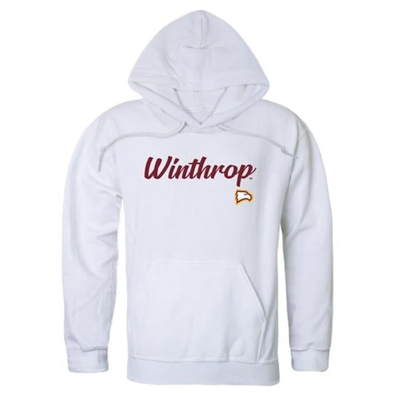 Men Winthrop Eagles Script Hoodie, White - Medium