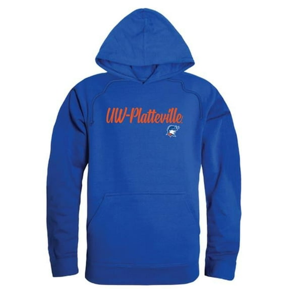 Men Wisconsin Platteville Pioneers Script Hoodie, Royal Blue - Large