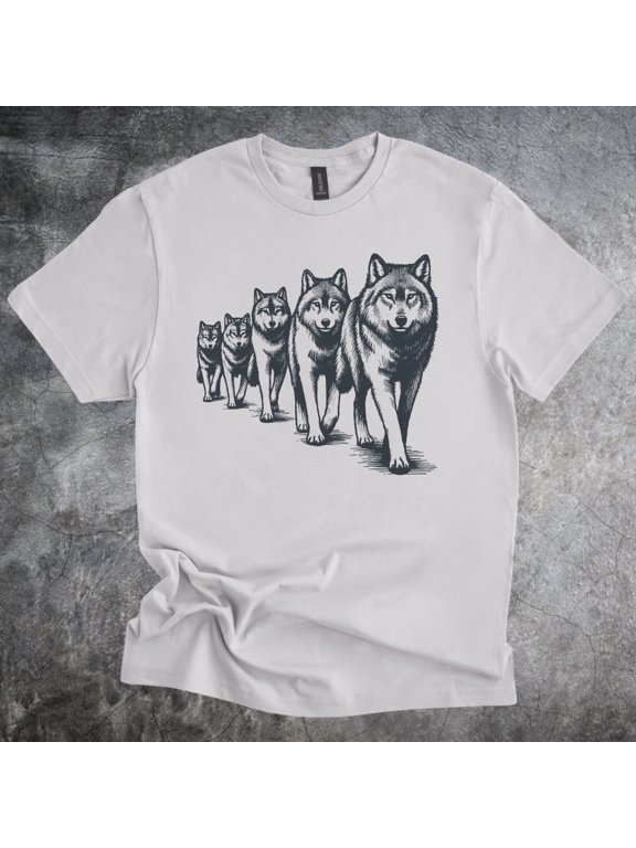Men Wolf Pack Nature Art Graphic T-Shirt