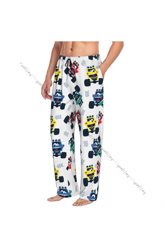 Men Woman Sleep Bottoms Male Lounge Trousers Mens Woman Funny Cartoon Cute Trucks Pajama Pants