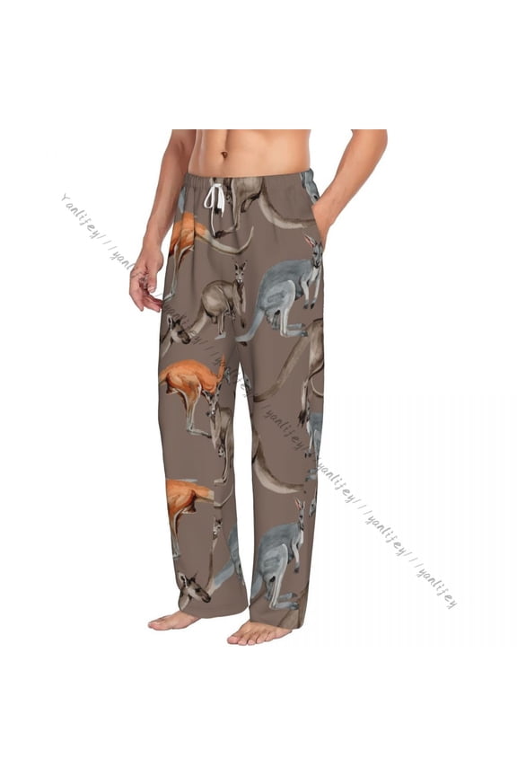 Men Woman Sleep Bottoms Male Lounge Trousers Mens Woman Kangaroo Wild Animal Pajama Pants