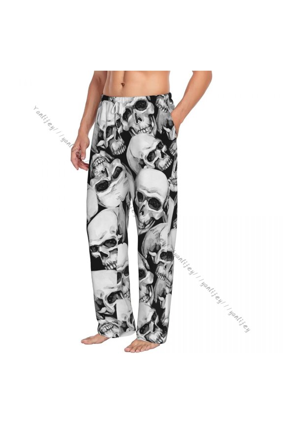 Men Woman Sleep Bottoms Male Lounge Trousers Mens Woman Watercolor Skulls Pajama Pants