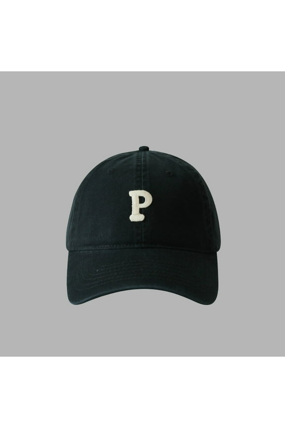 Men and Woman's Baseball Cap Adjustable Casual Embroidered Letter P Cotton Sun Hats Unisex Solid Color Visor Initial Baseball Cap Women Men Personalized Letter Dad Hat Baseball Hat Birthday Gifts