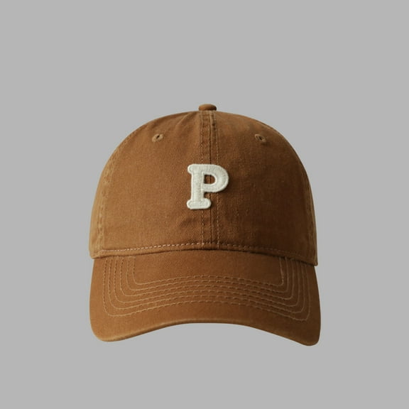 Men and Woman's Baseball Caps Adjustable Casual Embroidered Letter P Cotton Sun Hats Unisex Solid Color Visor Hats Classic Baseball Dad Hat Embroidered Initial Letter Low Profile Hat Cap
