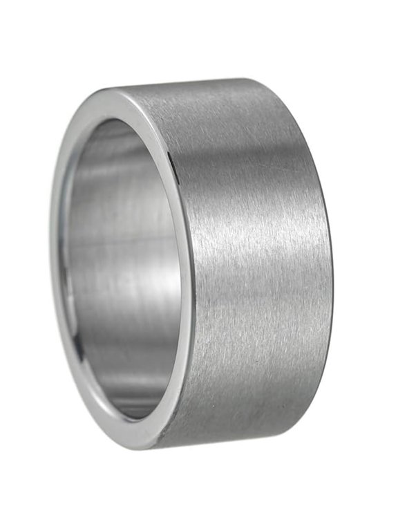 Men Women 10 mm Wide Stainless Steel Ring Big Cool Band Matte Finish Flat Top Comfort Fit