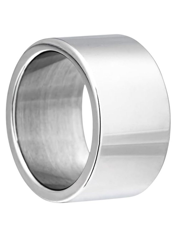 Men Women 12 mm Wide Stainless Steel Ring Big Cool Band High Polish Flat Top Comfort Fit