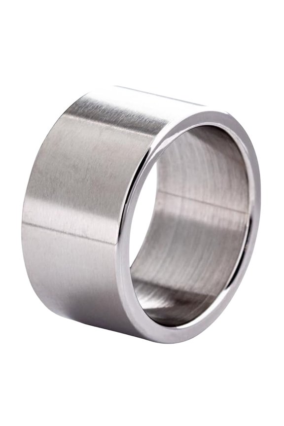 Men Women 12 mm Wide Stainless Steel Ring Big Cool Band Matte Finish Flat Top Comfort Fit
