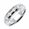 thumbnail image 1 of Men Women 14K White Gold 6mm Sand Blast Center Comfort Fit Wedding Band Promise Ring, 1 of 3