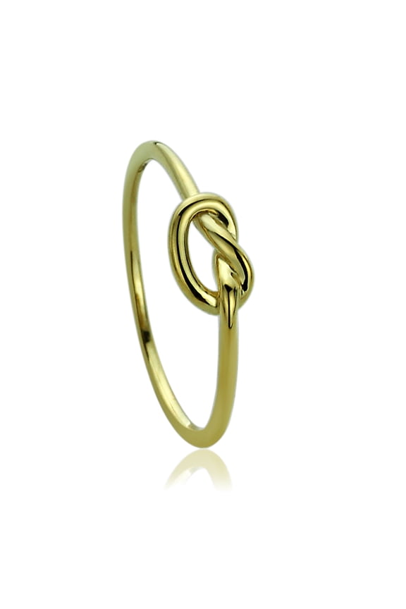 Men Women 14K Yellow Gold Wedding Ring Plain Gold Celtic Love Knot Promise Ring