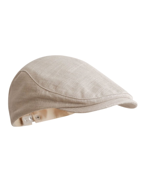 Men Women 1920s Vintage Style Newsboy Cap, Lightweight Cotton Linen Retro Driver Flat Hat, Breathable Casual Caps for Daily Walking Fishing Fall Winter Beige