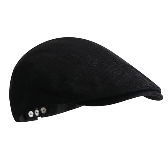Men Women 1920s Vintage Style Newsboy Cap, Lightweight Cotton Linen Retro Driver Flat Hat, Breathable Casual Caps for Daily Walking Fishing Fall Winter Black