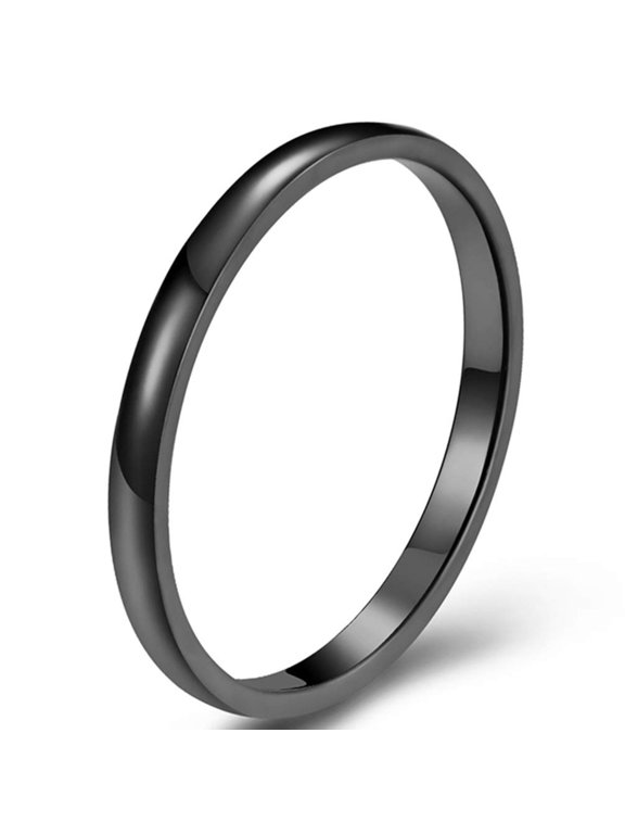 Men Women 2mm Wide Titanium Stainless Steel Simple Thin Ring Wedding Engagement Band for Him Her
