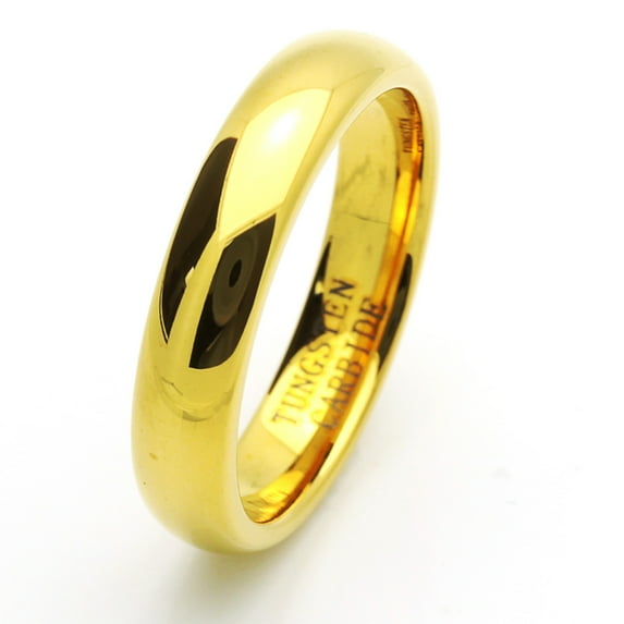 Men Women 5MM Comfort Fit Tungsten Carbide Wedding Band High Polish Domed Gold Tone Ring (7 to 15)