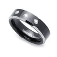 thumbnail image 1 of Men Women 6MM Comfort Fit Tungsten Carbide Wedding Band 0.11 cttw 3 Diamond Beveled Edges Black Ring (4 to 9.5), 9.5, 1 of 4