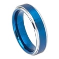 thumbnail image 1 of Men Women 6MM Comfort Fit Tungsten Carbide Wedding Band High Polish Beveled Edge Brushed Blue Tone Ring (5 to 12), 1 of 1