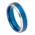 thumbnail image 1 of Men Women 6MM Comfort Fit Tungsten Carbide Wedding Band High Polish Beveled Edge Brushed Blue Tone Ring (5 to 12), 1 of 3