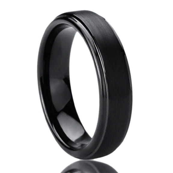Men Women 6MM Titanium Comfort Fit Wedding Band Ring Brushed Center Black Ring (5 to 11)
