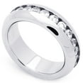thumbnail image 1 of Men Women 7MM Stainless Steel Channel Set CZ Wedding Ring Eternity Band (Size 7 to 14.5), 1 of 3