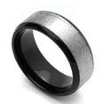 thumbnail image 1 of Men Women 8MM Comfort Fit Titanium Wedding Band Beveled Edges Black Ring (Size 7 to 14), 1 of 2