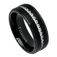 thumbnail image 1 of Men Women 8MM Comfort Fit Titanium Wedding Band Black Brushed Center Shiny Edge CZ Eternity Ring (Size 7 to 15), 1 of 4