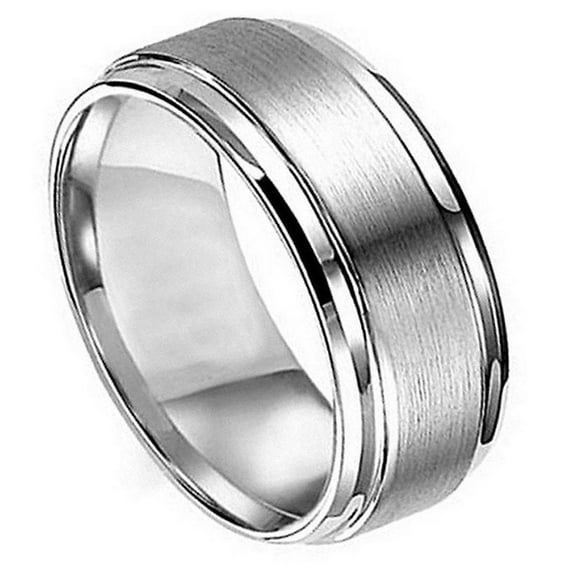 Men Women 8MM Comfort Fit Titanium Wedding Band Flat Brushed Center Shiny Edge Titanium Ring (Size 7 to 15)