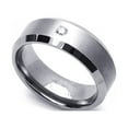 thumbnail image 1 of Men Women 8MM Comfort Fit Tungsten Carbide Wedding Band 0.07 cttw Diamond Beveled Edges Tungsten Ring (8 to 14), 9.5, 1 of 4