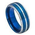 thumbnail image 1 of Men Women 8MM Comfort Fit Tungsten Carbide Wedding Band Beveled Edge Hammered Blue Tone Ring (7 to 12), 1 of 3