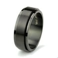 thumbnail image 1 of Men Women 8MM Stainless Steel Black Spinner Ring Wedding Band (Size 5 to 15), 1 of 2