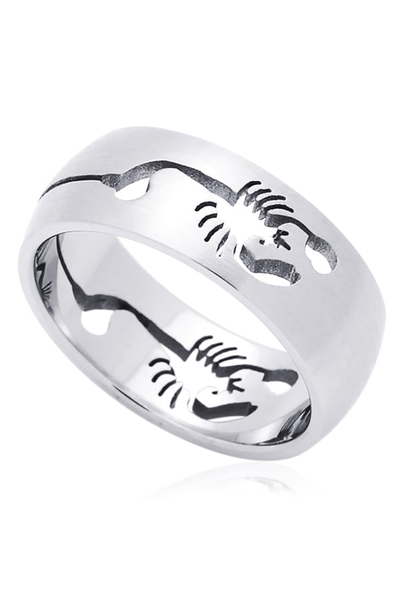 Men Women 8MM Stainless Steel Cut-Out Scorpion Domed Mens Wedding Band Ring (Size 8 to 14)