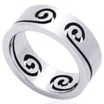 thumbnail image 1 of Men Women 8MM Stainless Steel Cut-Out Wave Flat Wedding Band Ring (Size 8 to 14), 1 of 3